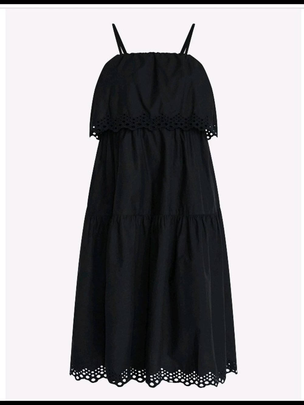 NWT Time and Tru Black Strapless Eyelet Tiered Midi Dress Sizes XS S M L XL - Picture 4 of 13